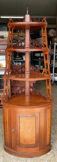 Carved Victorian Corner Four (4) Shelf Etagere and Cabinet 27 x 15 x 73"
