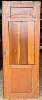 Salvaged Carved Oak Wood Interior Door With Heavy Beveled Edge Mirror. 26 x 68"