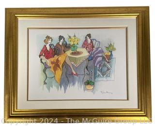 Framed Under Glass Seriolithograph Titled Blissful Moments Signed by Artist Itzchak Tarkay, 2008. 30" x 35"