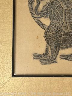 Framed Under Glass Thai Buddhist Temple Rubbing