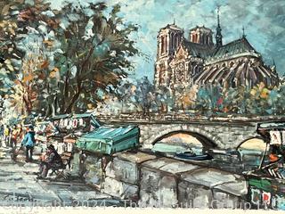 Framed Under Glass Print of Notre Dame, Paris. 16"X 21"