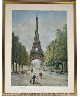 Framed Under Glass Print of the Eiffel Tower, Paris. 16"X 22"