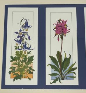 Framed Under Glass Set of Four (4) Botanical Prints.  14" x 22"