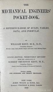 Air and Space Science Publications as well as 1916 Mechanical Engineers Pocket-Book by Kent 