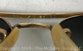 Pair of 1950's B&L Ray Ban Gold Tone Aviator Style Frames with Prescription Lenses.  Sunglasses Need Parts