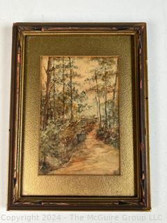 Framed Original Watercolor of Landscape in Browns.  6" x 8".