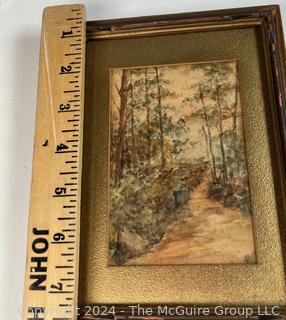 Framed Original Watercolor of Landscape in Browns.  6" x 8".