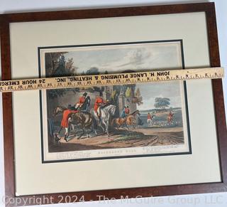 Framed Under Glass Hand Colored Aquatint Engraving, Plate 1, Bachelors Hall. By Francis Calcraft Turner (1795-1846) 20" x 23"