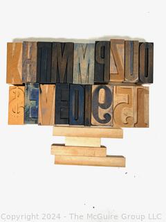 Group of Letterpress Print Blocks Including Letters and Numerals. 4"