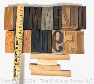 Group of Letterpress Print Blocks Including Letters and Numerals. 4"