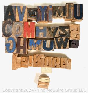 Group of Letterpress Print Blocks Including Letters and Numerals