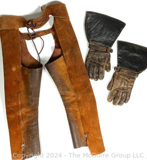 Gauntlet Motorcycle Gloves and Leather Riding Chaps