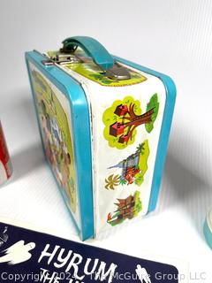 Disney World Lunch Box with Aladdin Thermos and Magician Toys Including "X-Ray Glasses" 