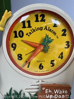 Character Toys Including Sears Bugs Bunny Sing-Along Novelty Radio, Looney Tunes Bugs Bunny Alarm Clock 1974, and Corgi Magic Roundabout Musical Carousel.