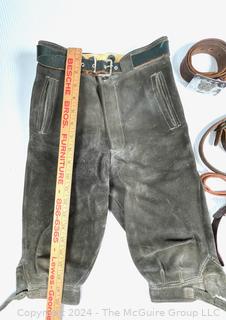 Leather Lederhosen Pants, Straps and Military Belts 