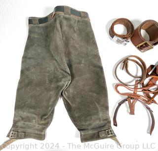 Leather Lederhosen Pants, Straps and Military Belts 