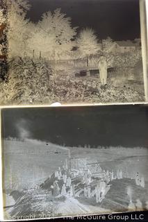 Antique Glass Photo Negative Plates, circa 1900 Including Architecture and Landscapes