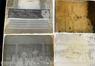 Antique Glass Photo Negative Plates, circa 1900 with Original Annotated Envelopes. Includes photos from Atlantic Beach NJ, Acrobats and Film Photographs