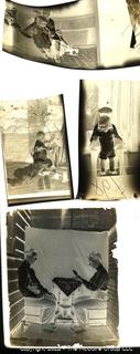 Antique Glass Photo Negative Plates, circa 1900 with Original Annotated Envelopes. Includes photos from Atlantic Beach NJ, Acrobats and Film Photographs