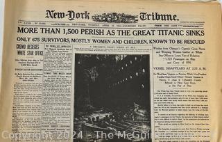 Reprinted Newspaper Editions from the Sinking of the Titanic and Other Events.