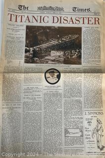 Reprinted Newspaper Editions from the Sinking of the Titanic and Other Events.