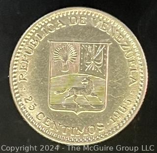 1965 Venezuela 25 Centimos Coin 