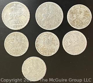 Seven (7) Spanish Coins 1940's