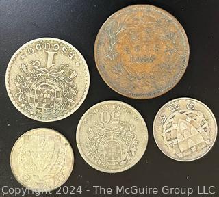 Five (5) Portuguese Escudo Coins (1888-1950) 