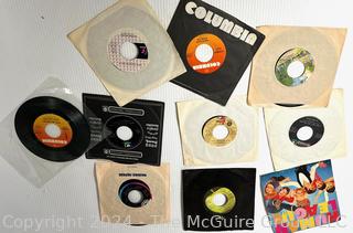 Ten (10) Rock, Pop & Soul 45 RPM Vinyl Records with Sleeves