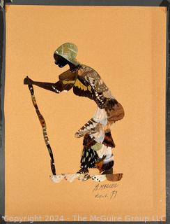 Botswana African Butterfly Wing Collage Titled Ladies from Madhav, Signed by Artist.  Second of two offered in this auction.  11" x 16" (was 1050AEA)