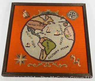 Framed Needlepoint of World Map