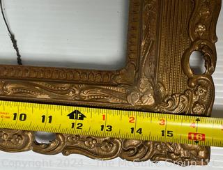 Gilt Wood Carved Picture Frame with Glass.  16 x 29"