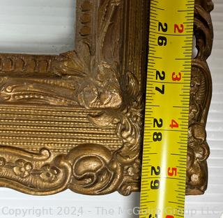 Gilt Wood Carved Picture Frame with Glass.  16 x 29"