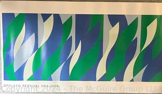 2008 Spoleto Festival Poster Featuring 'Painting with Verticals, Cadence 3' by Bridget Riley