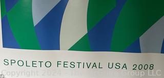 2008 Spoleto Festival Poster Featuring 'Painting with Verticals, Cadence 3' by Bridget Riley