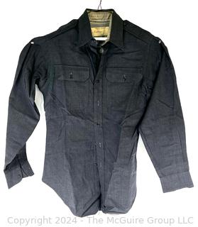 Vintage West Point Cadet Store Long Sleeve Charcoal Gray Button Front Shirt.  Stored in mothballs.