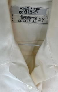 Vintage (1965) West Point Cadet Store White Short Sleeve Uniform Shirt. Stored in mothballs