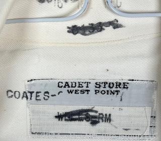 Vintage (1965) West Point Cadet Store White Short Sleeve Uniform Shirt.   Stored in mothballs.