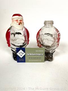 Two (2) Santa Claus Candy Containers JH Millstrin Co. One missing top. Some Original Paint