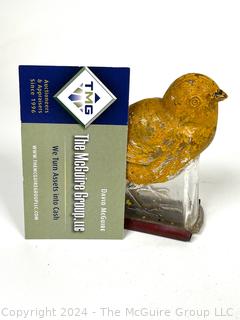 Glass Character Candy Container  Easter Chick with Yellow Paint and Bottom Cap