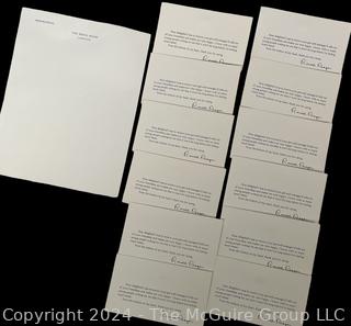 White House Memo Pad and Twelve (12) Printed Thank You Cards from Ronald Reagan Embossed with the Seal of the President