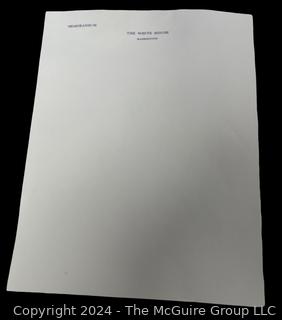 White House Memo Pad and Twelve (12) Printed Thank You Cards from Ronald Reagan Embossed with the Seal of the President