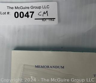 White House Memo Pad and Twelve (12) Printed Thank You Cards from Ronald Reagan Embossed with the Seal of the President