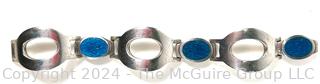 Sterling Silver with Blue Enamel Chunky Bracelet.  78.3 grams