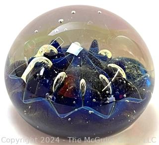 Robert Eickholt Signed Hand Blown Glass Paperweight Dated 1995.