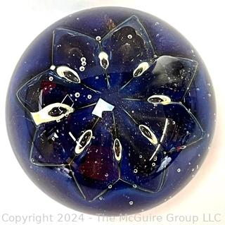 Robert Eickholt Signed Hand Blown Glass Paperweight Dated 1995.