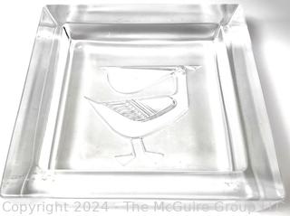 Mid Century Frosted Crystal Glass Pelican Ashtray 