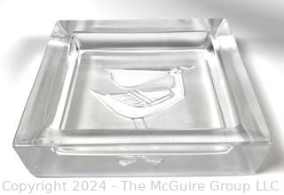 Mid Century Frosted Crystal Glass Pelican Ashtray 