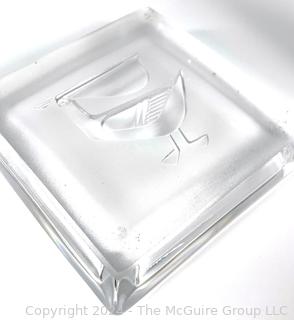 Mid Century Frosted Crystal Glass Pelican Ashtray 