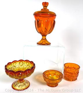 Four (4) Pieces of Orange Uranium Art Glass